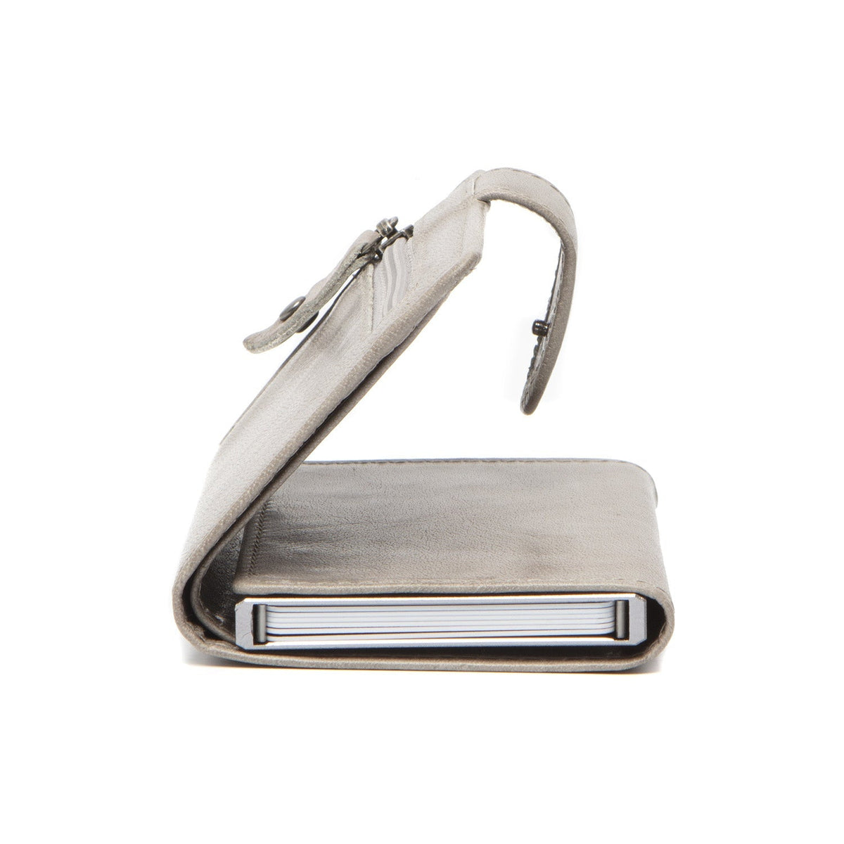 Light Grey Leather Card Holder Portland, detail view 4