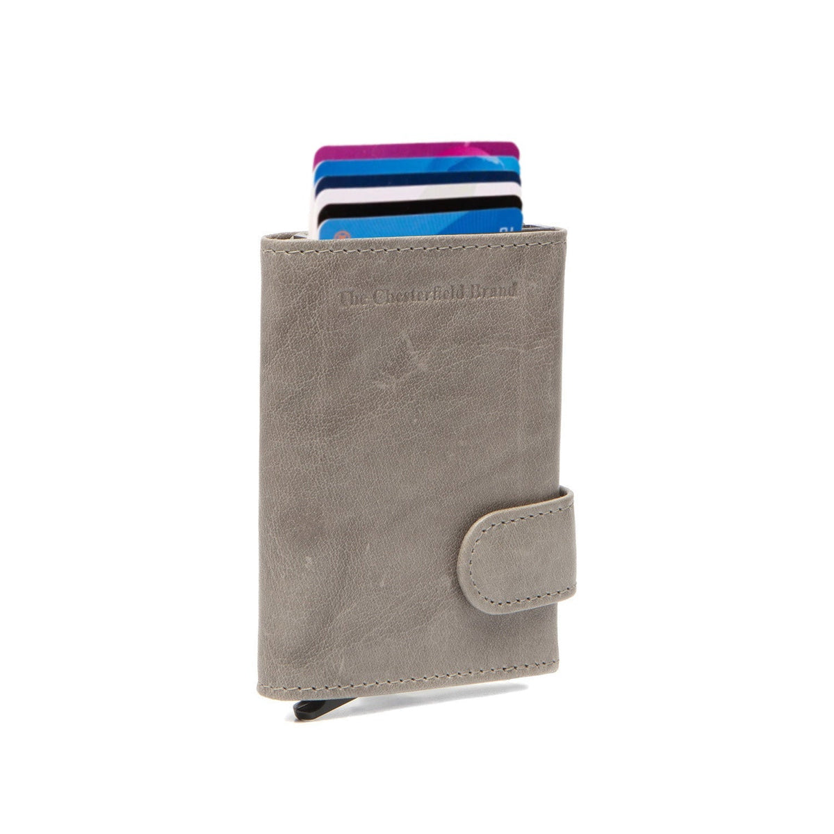 Light Grey Leather Card Holder Portland, front view