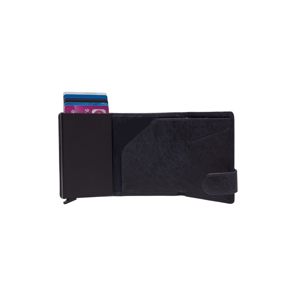 Navy Leather Card Holder Portland, detail view 3