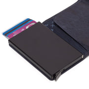 Navy Leather Card Holder Portland, detail view 4
