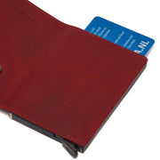 Red Leather Card Holder Portland, detail view 5