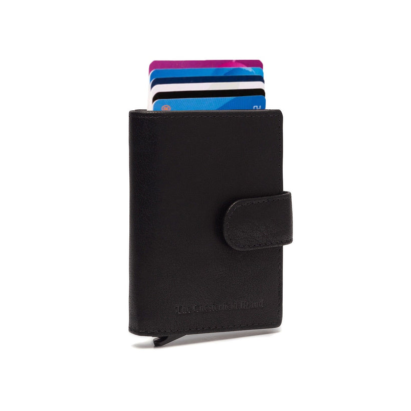 Black Leather Card Holder Prague, front view