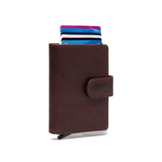 Brown Leather Card Holder Prague, front view