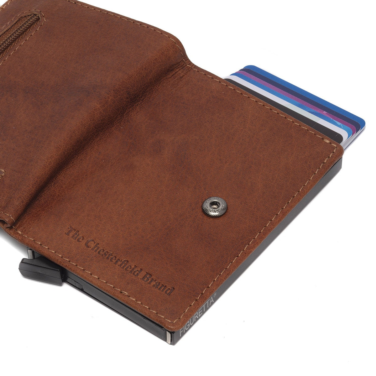 Cognac Leather Card Holder Prague, detail view 4