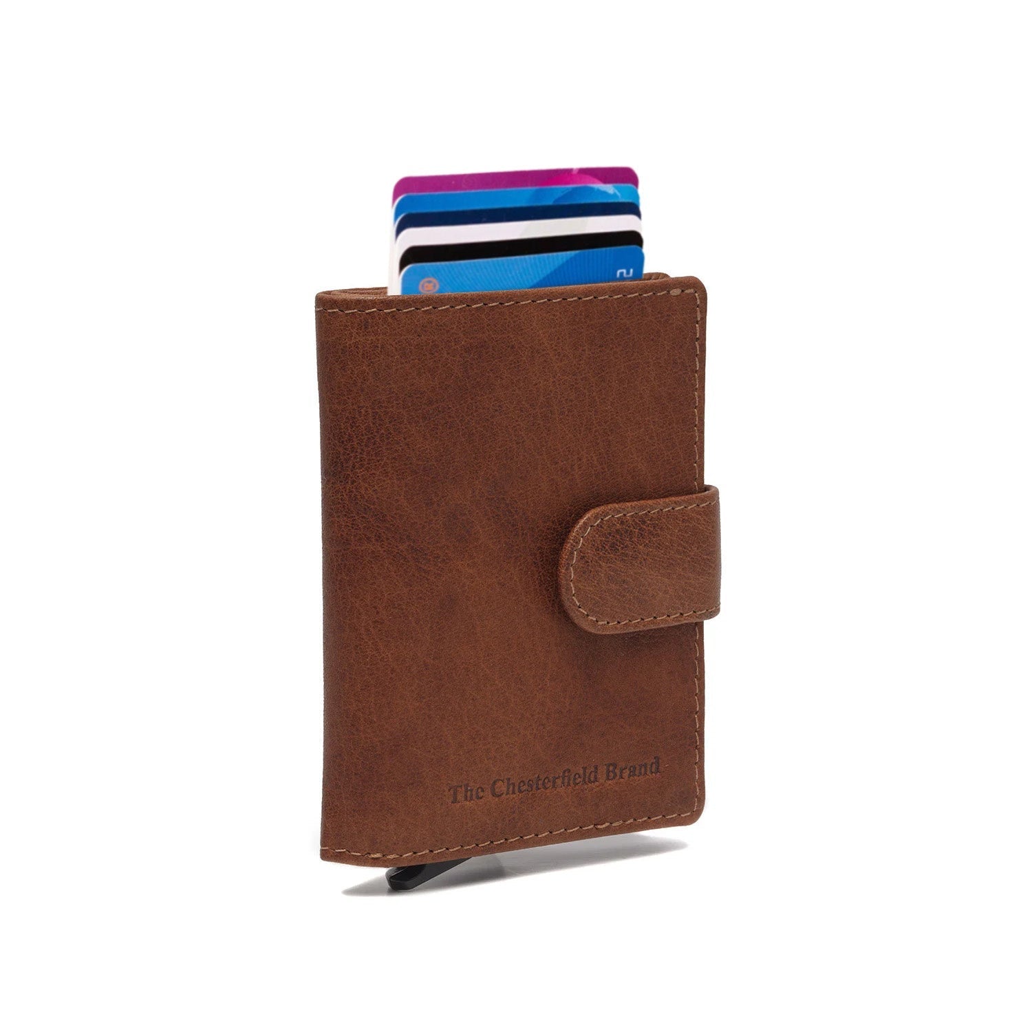 Cognac Leather Card Holder Prague, front view