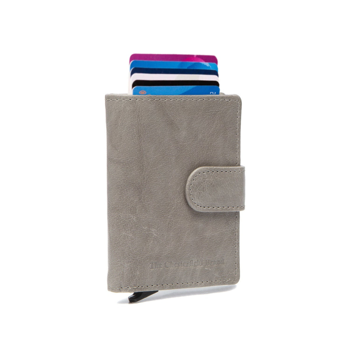 Light Grey Leather Card Holder Prague, front view