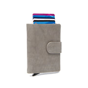 Light Grey Leather Card Holder Prague, front view