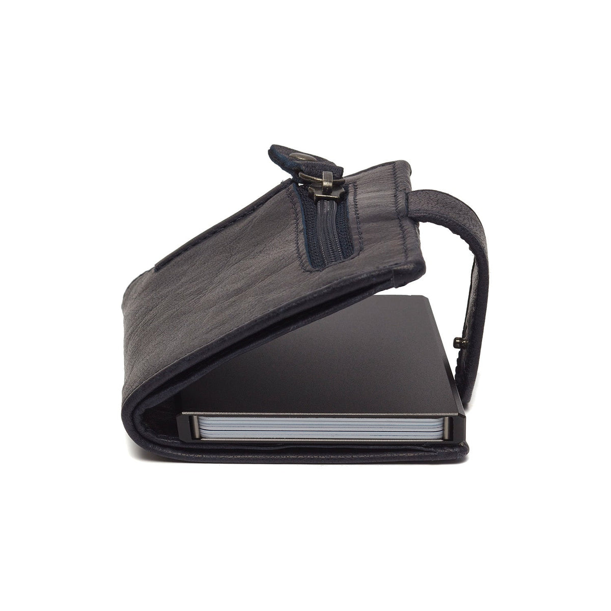 Navy Leather Card Holder Prague, detail view 4