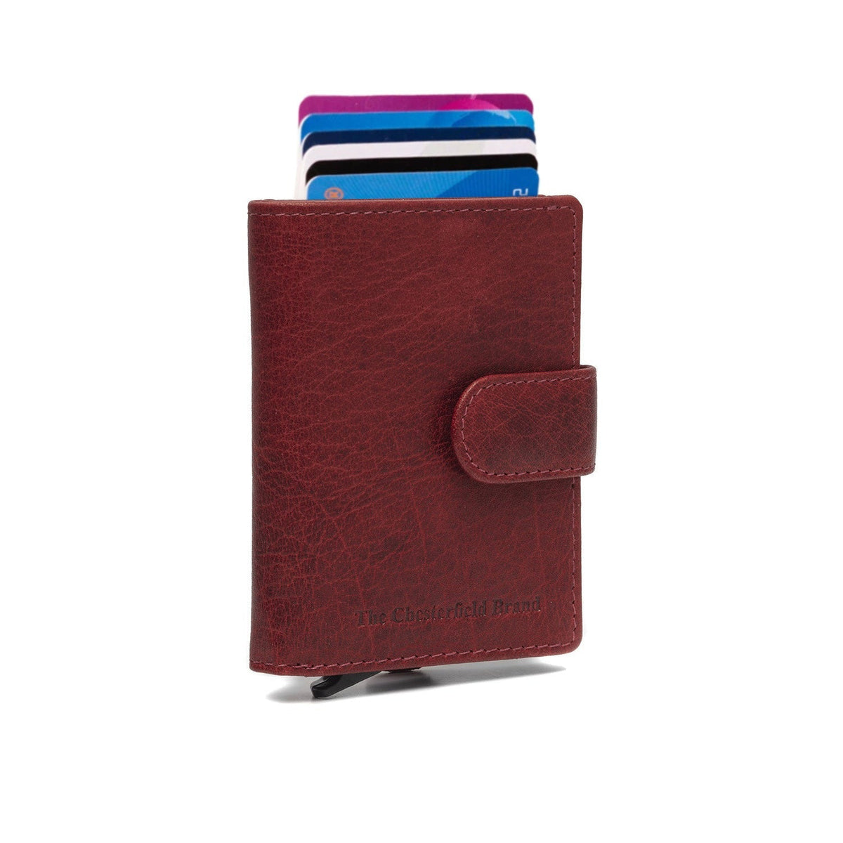 Red Leather Card Holder Prague, front view