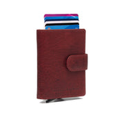Red Leather Card Holder Prague, front view