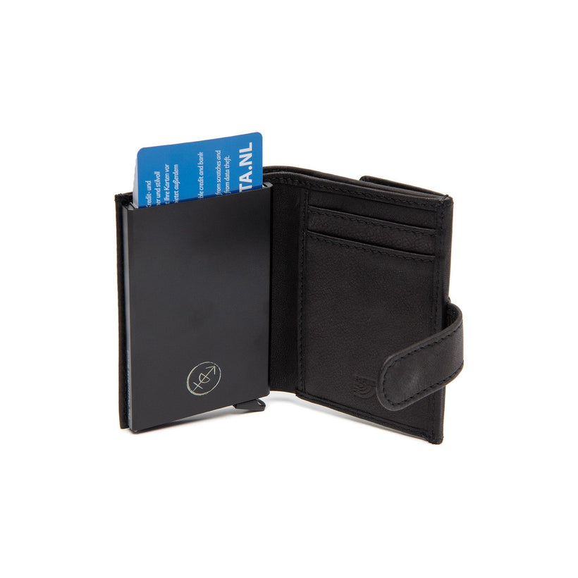 Black Leather Card Holder Torola, front view