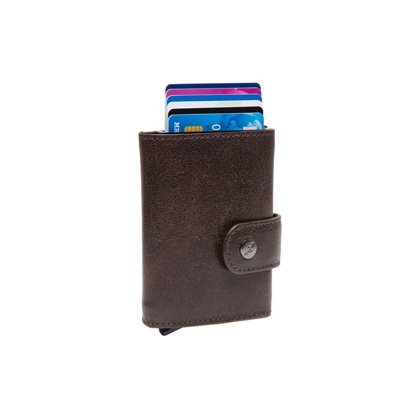 Brown Leather Card Holder Varrano, front view