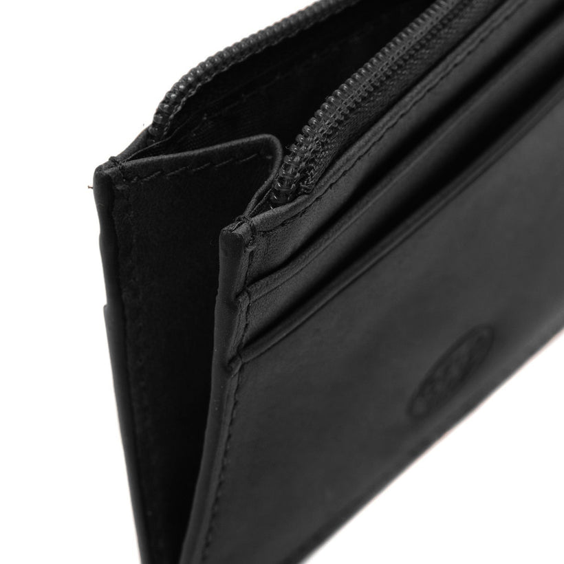 Black Leather Card Wallet, front view