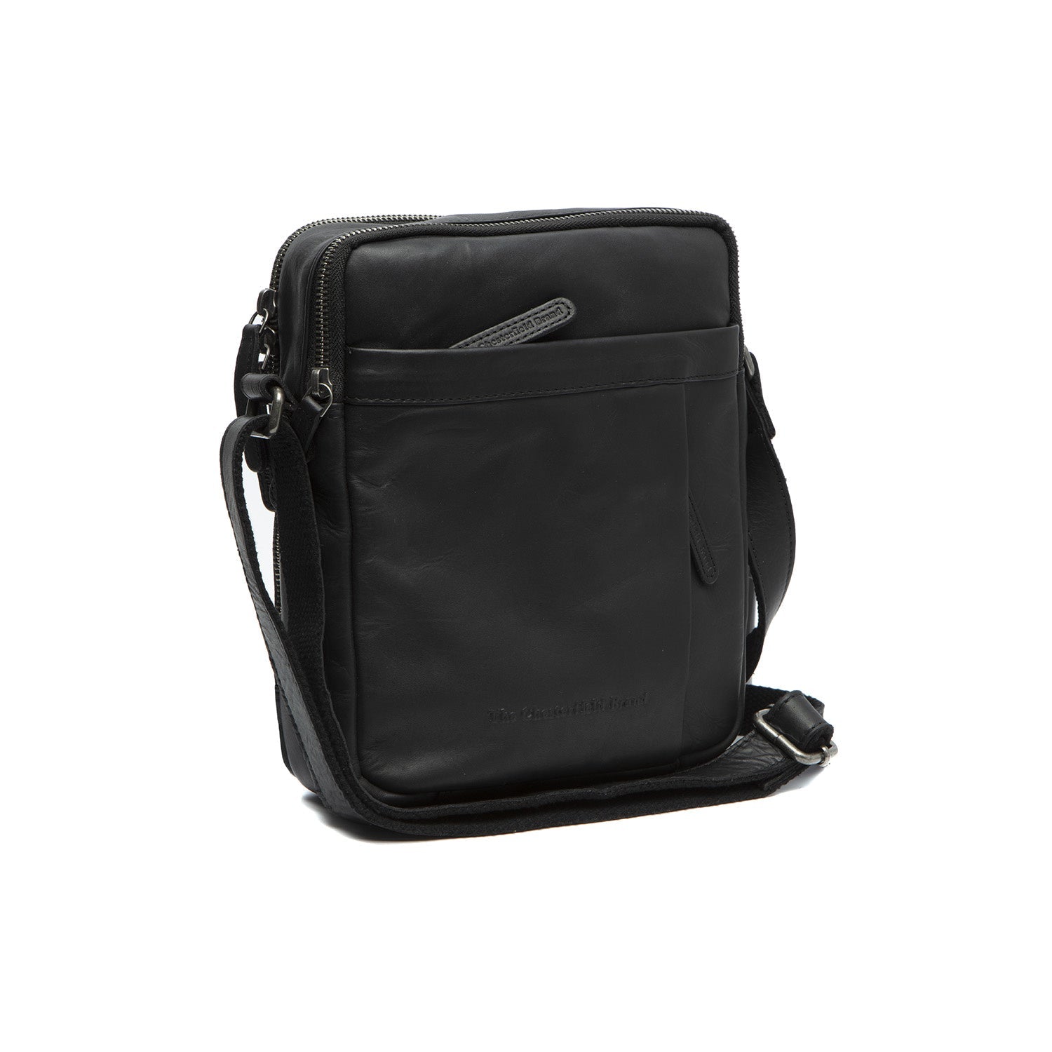 Black Leather Crossbody Bag Alva, front view