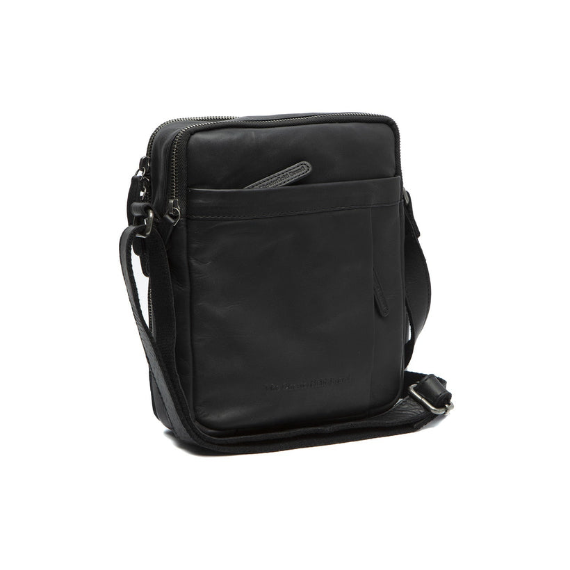 Black Leather Crossbody Bag Alva, front view