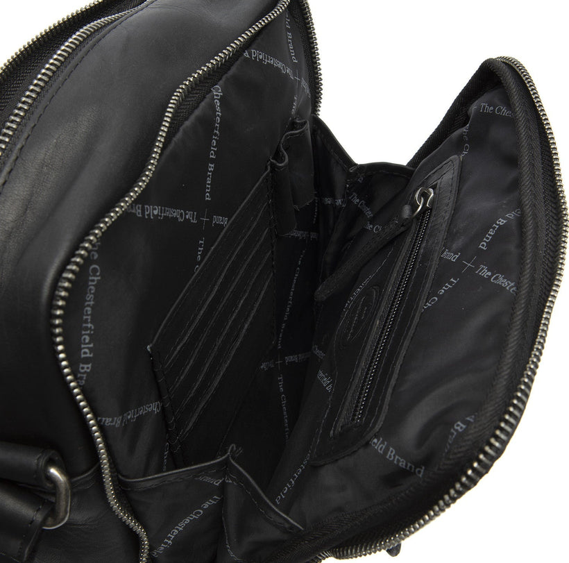 Black Leather Crossbody Bag Alva, front view