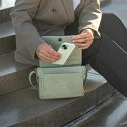 Ocean Green Leather Crossbody Bag Ann, product view 3