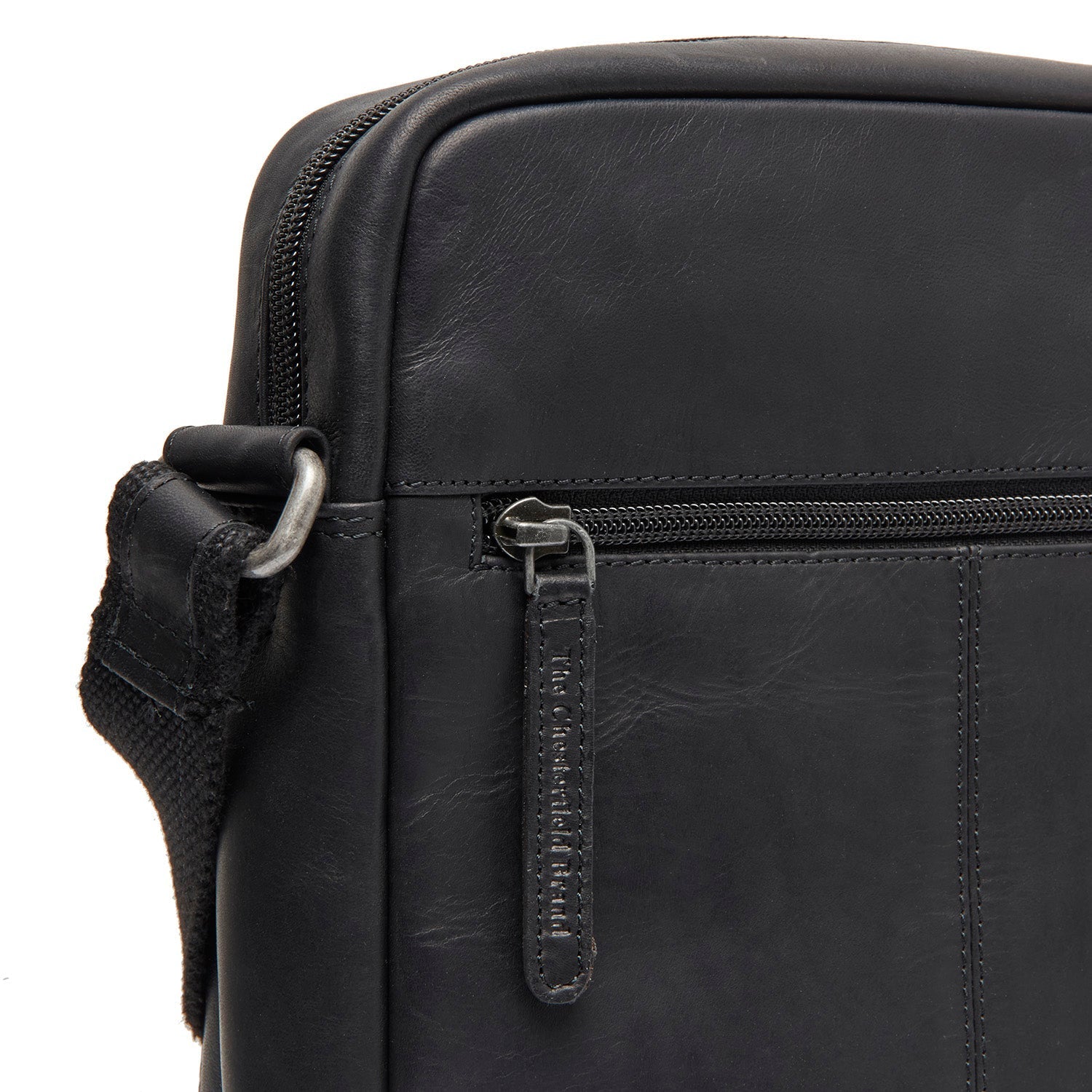 Black Leather Crossbody Bag Anzora, detail view 1