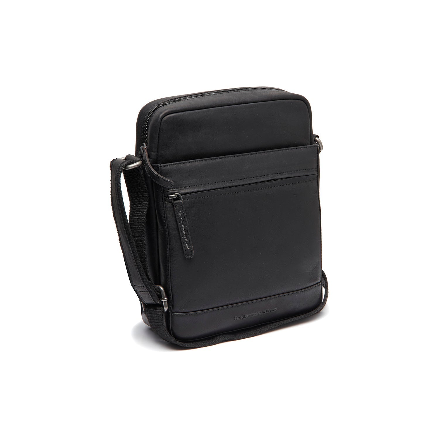 Black Leather Crossbody Bag Anzora, front view