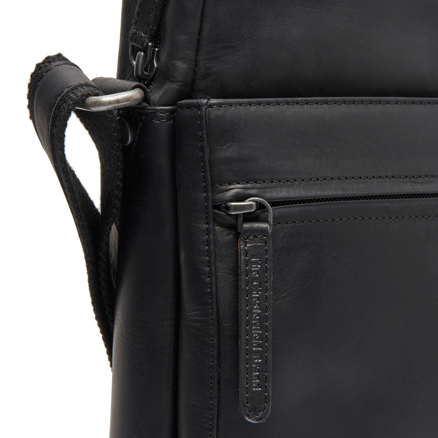 Black Leather Crossbody Bag Anzora, product view 3