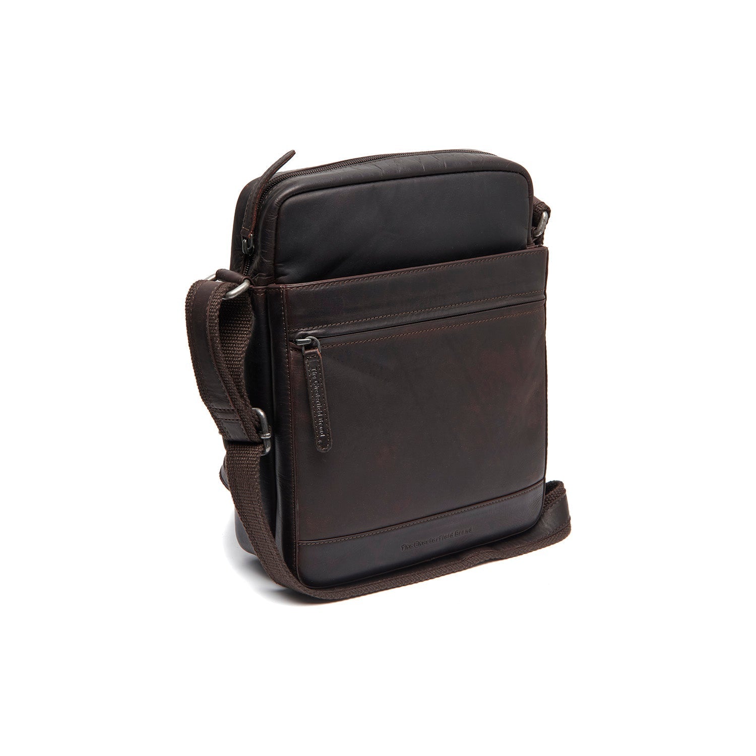 Brown Leather Crossbody Bag Anzora, front view