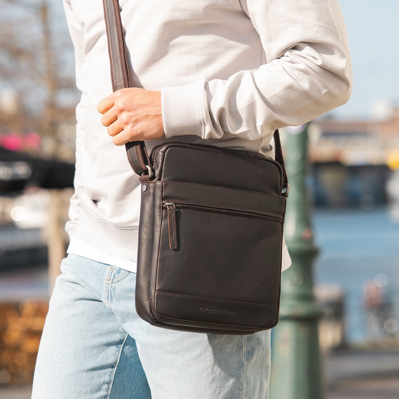 Brown Leather Crossbody Bag Anzora, product view 2
