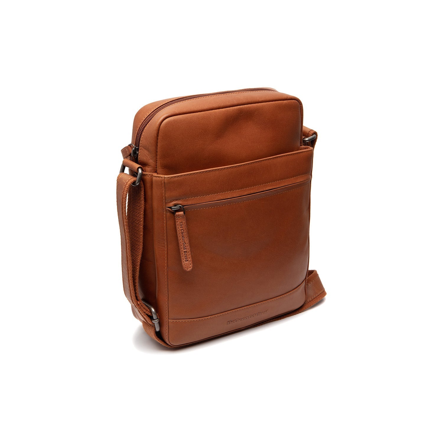 Cognac Leather Crossbody Bag Anzora, front view