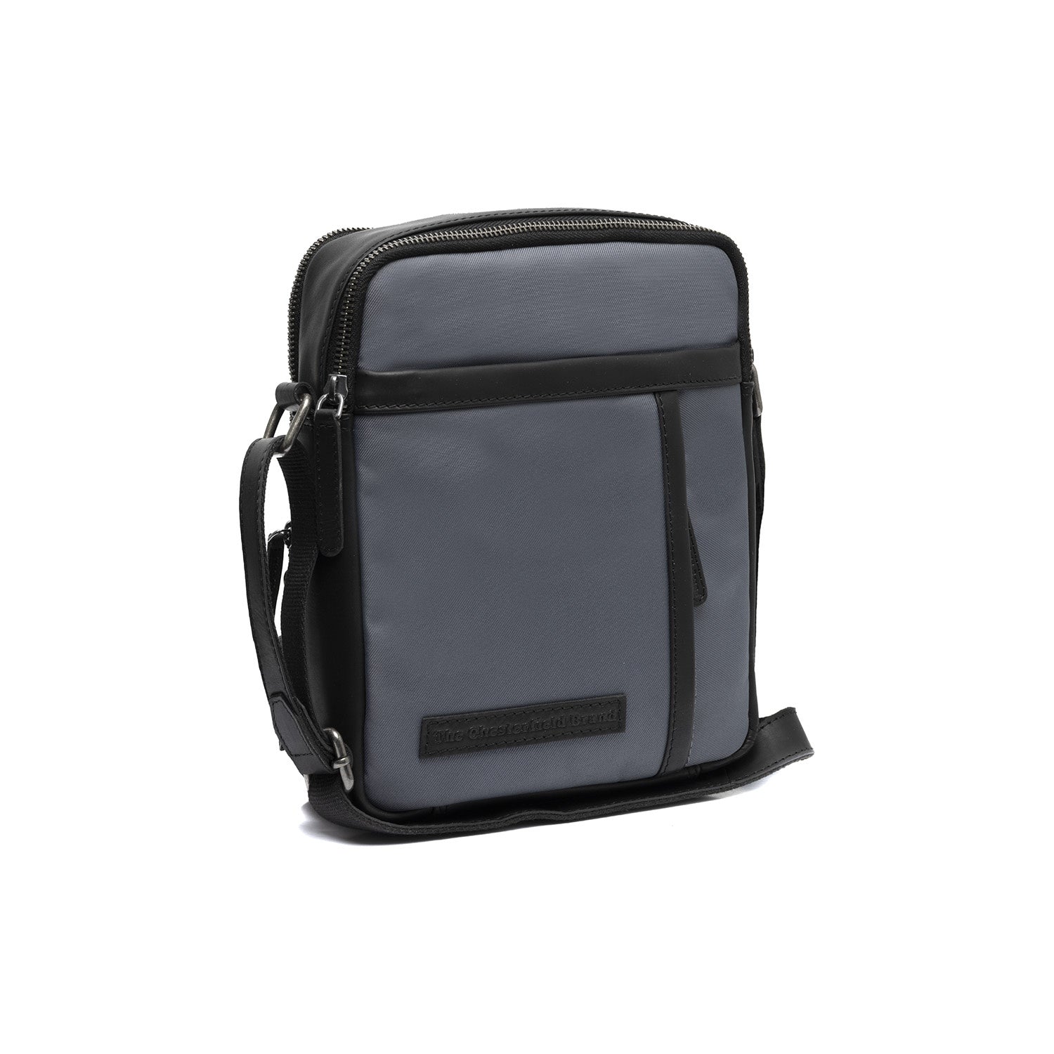 Light Grey Leather Crossbody Bag Arendal, front view