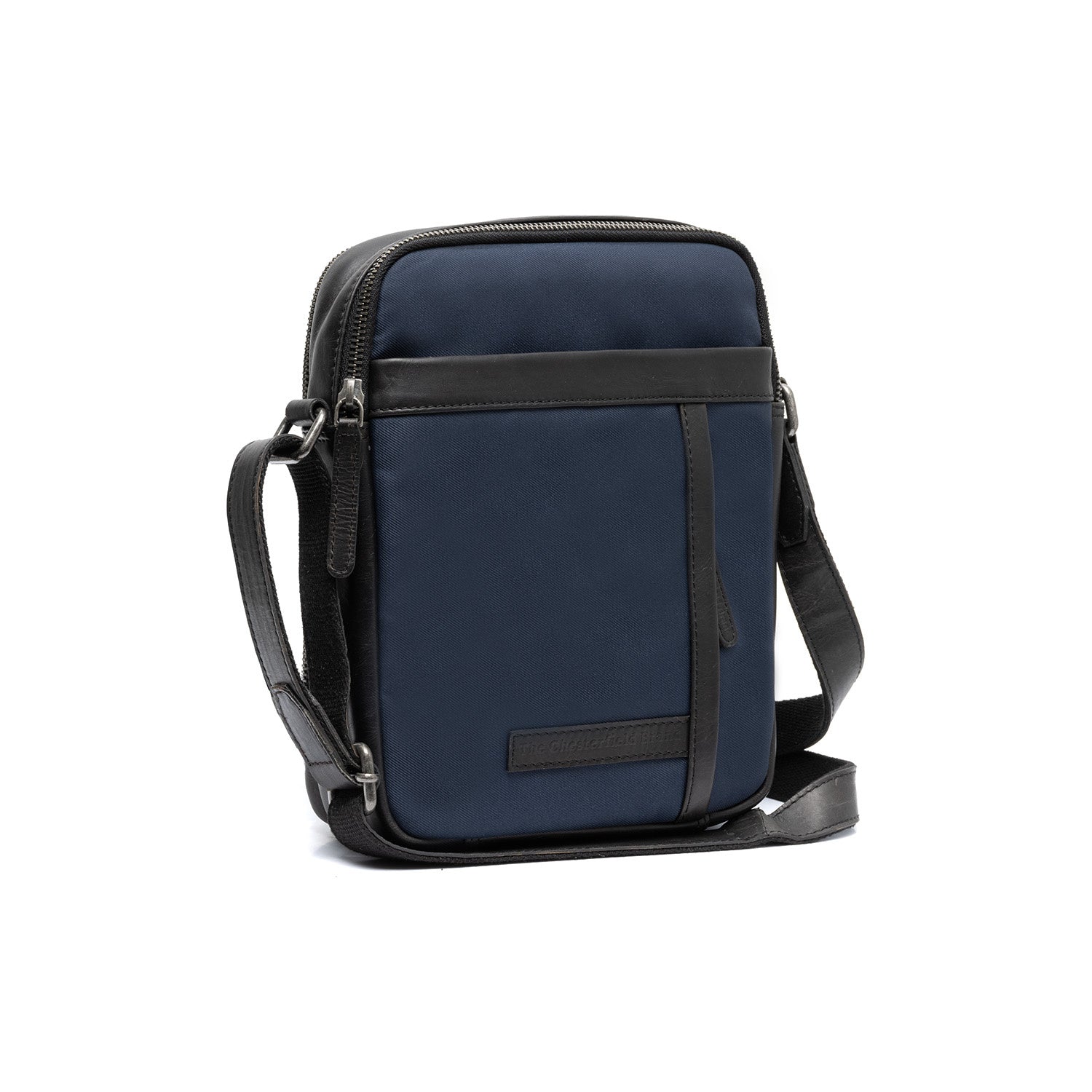 Navy Leather Crossbody Bag Arendal, front view
