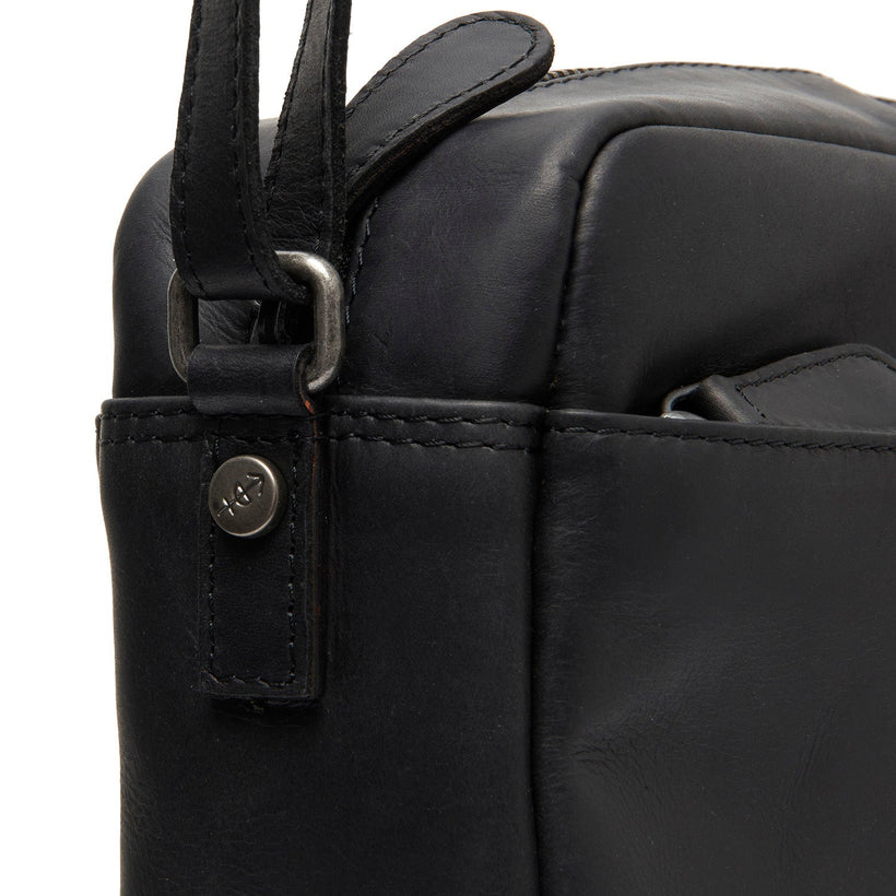 Black Leather Crossbody Bag Arona, front view