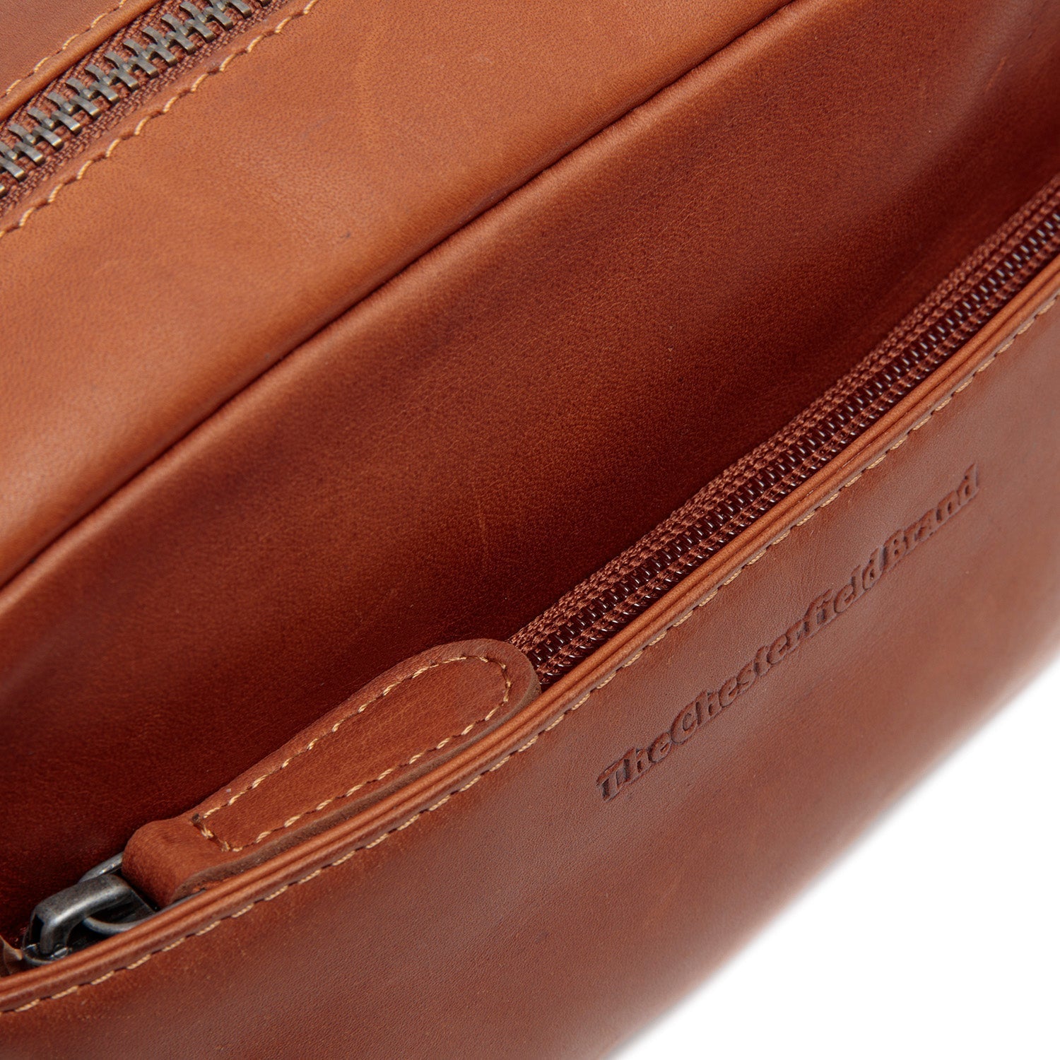Cognac Leather Crossbody Bag Arona, detail view 3