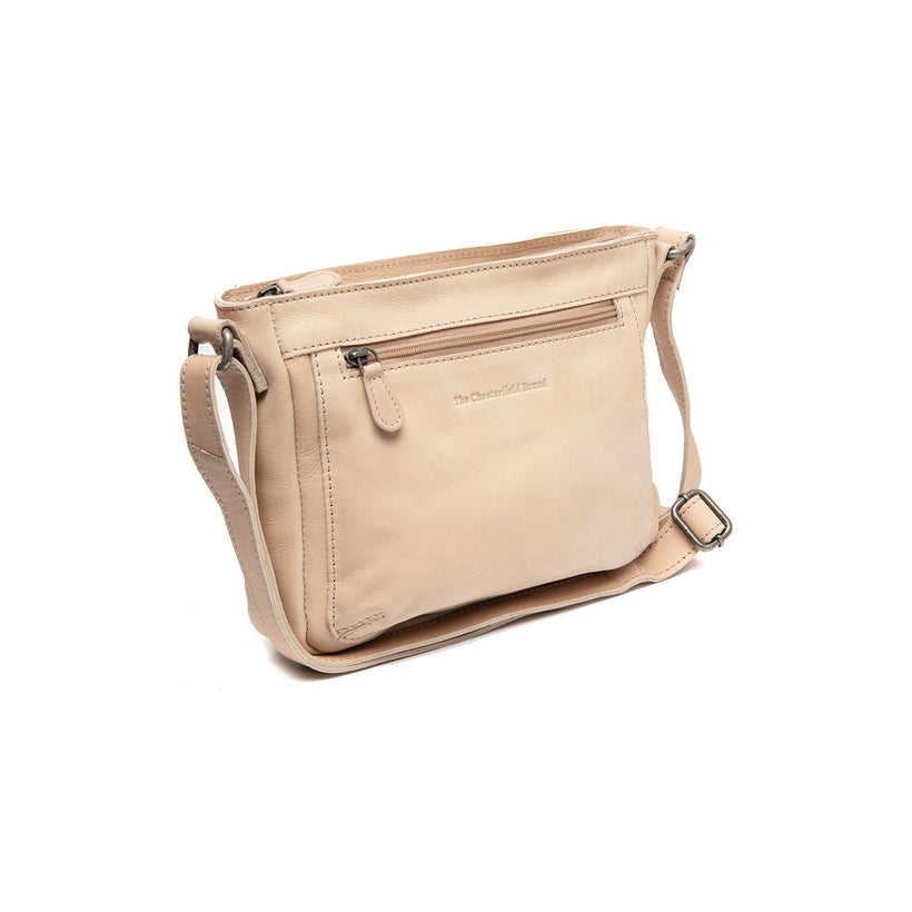 Beige Leather Crossbody Bag Aston, front view