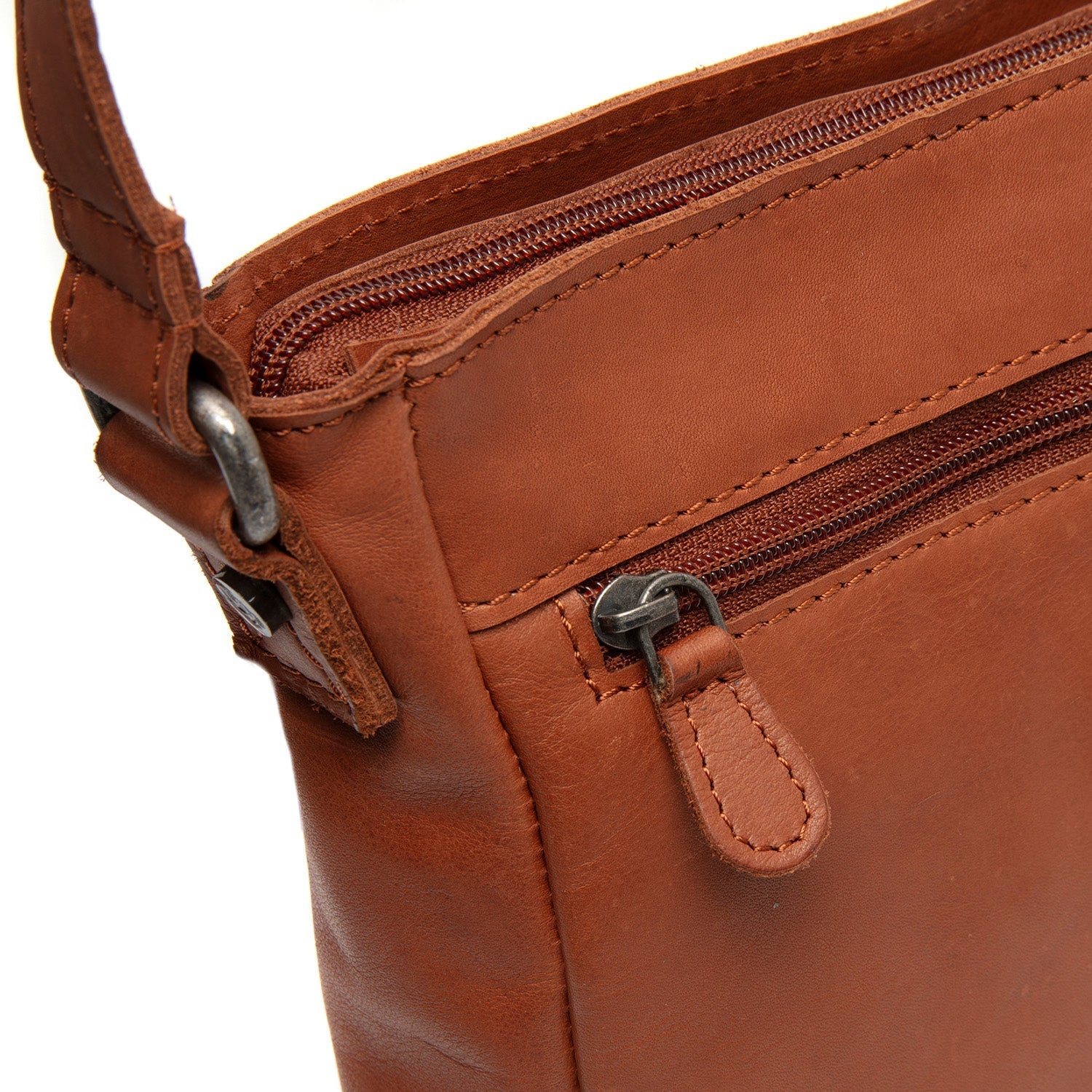 Cognac Leather Crossbody Bag Aston, detail view 3