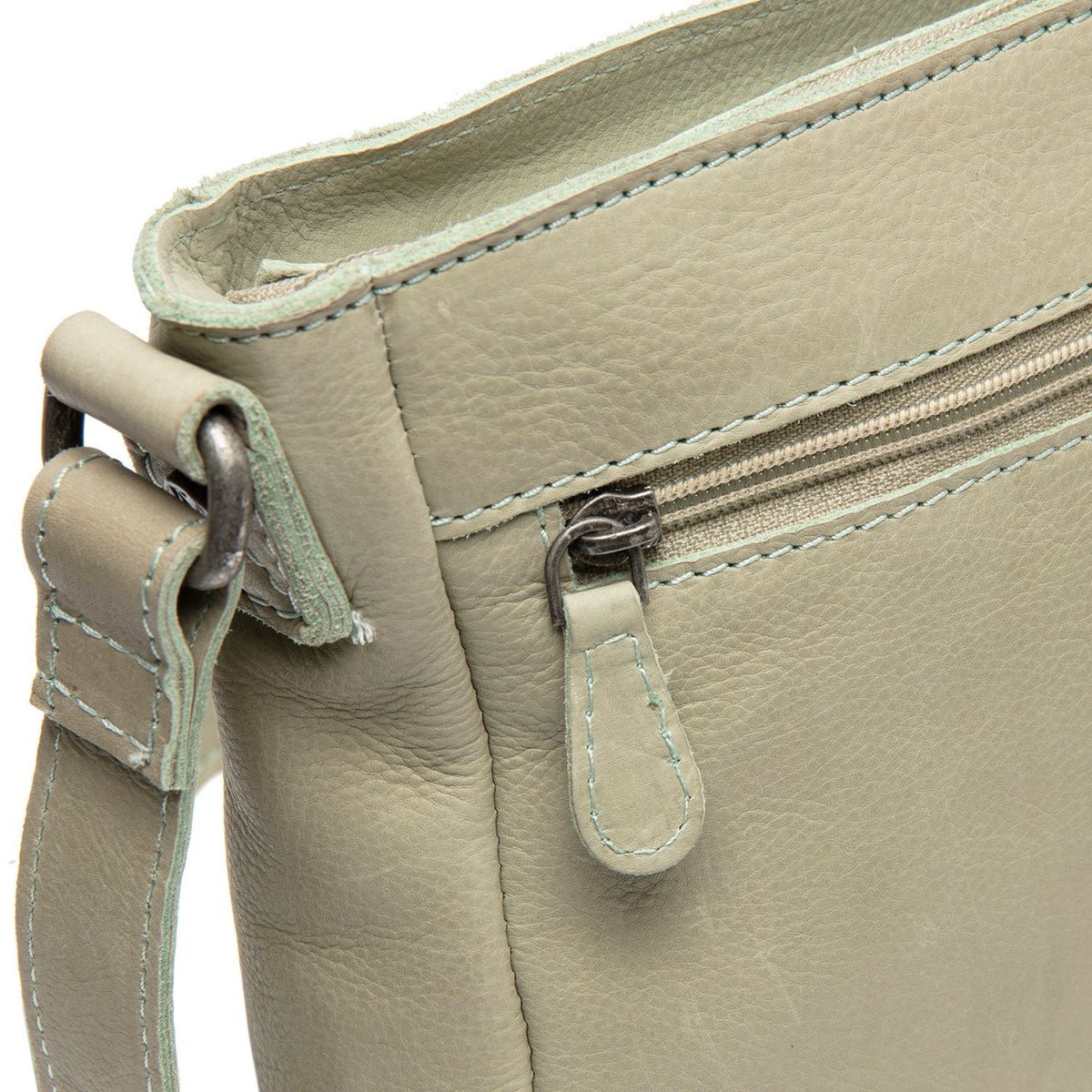 Ocean Green Leather Crossbody Bag Aston, detail view 5