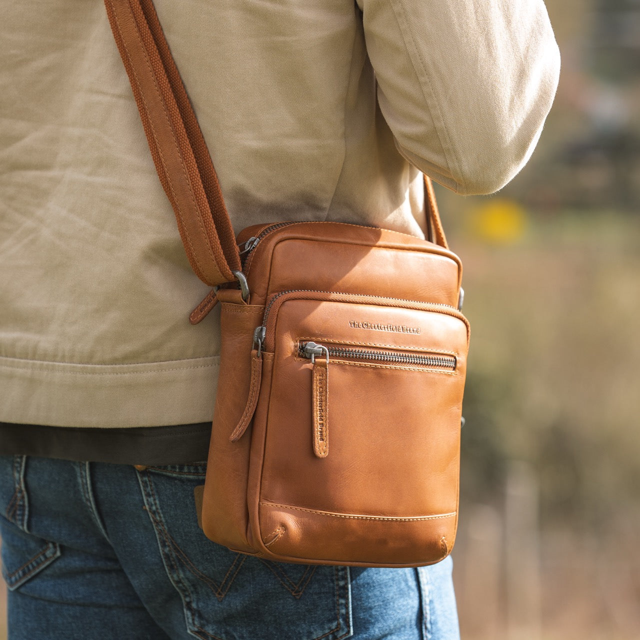 Cognac Leather Crossbody Bag Birmingham, product view 2