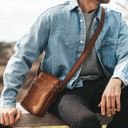 Cognac Leather Crossbody Bag Birmingham, product view 3
