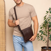 Brown Leather Crossbody Bag Bodin, product view 3
