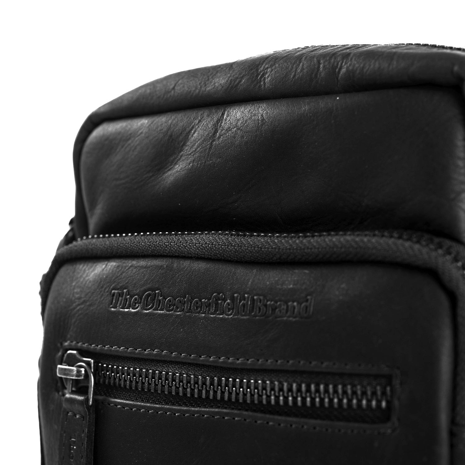 Black Leather Crossbody Bag Bremen, detail view 1