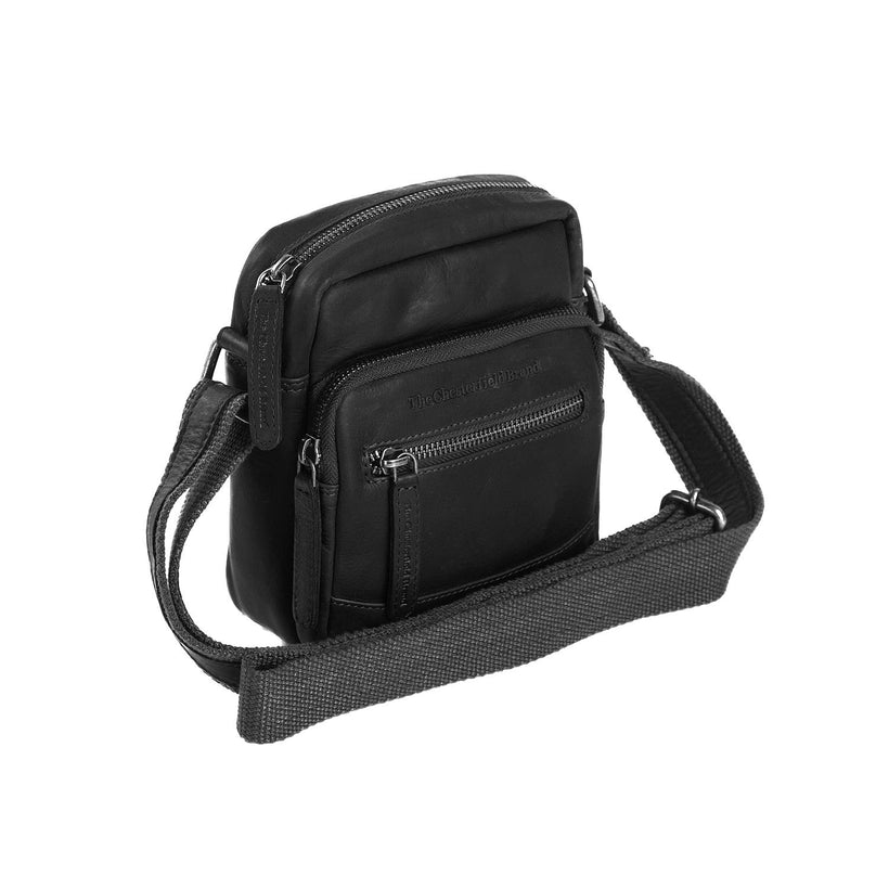 Black Leather Crossbody Bag Bremen, front view