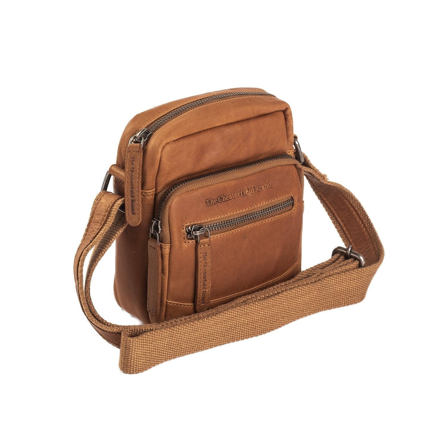 Cognac Leather Crossbody Bag Bremen, front view