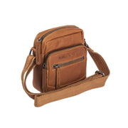Cognac Leather Crossbody Bag Bremen, front view