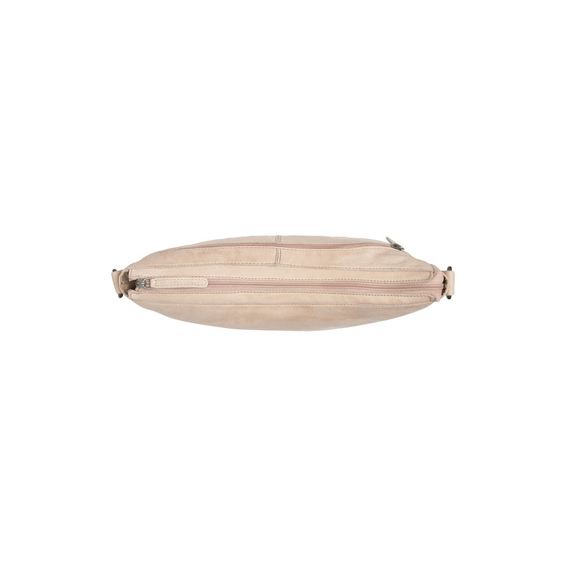 Beige Leather Crossbody Bag Clarita, front view