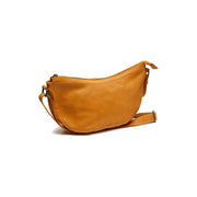 Ocher Yellow Leather Crossbody Bag Clarita, front view