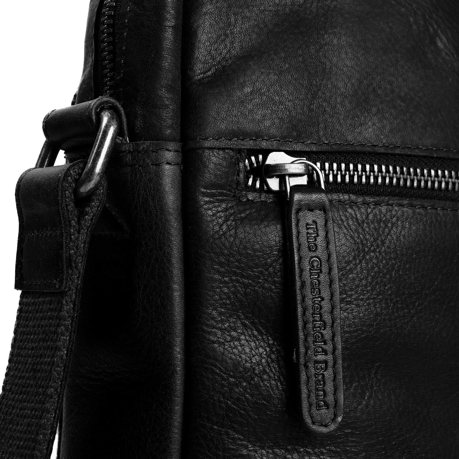 Black Leather Crossbody Bag Dessau, detail view 1