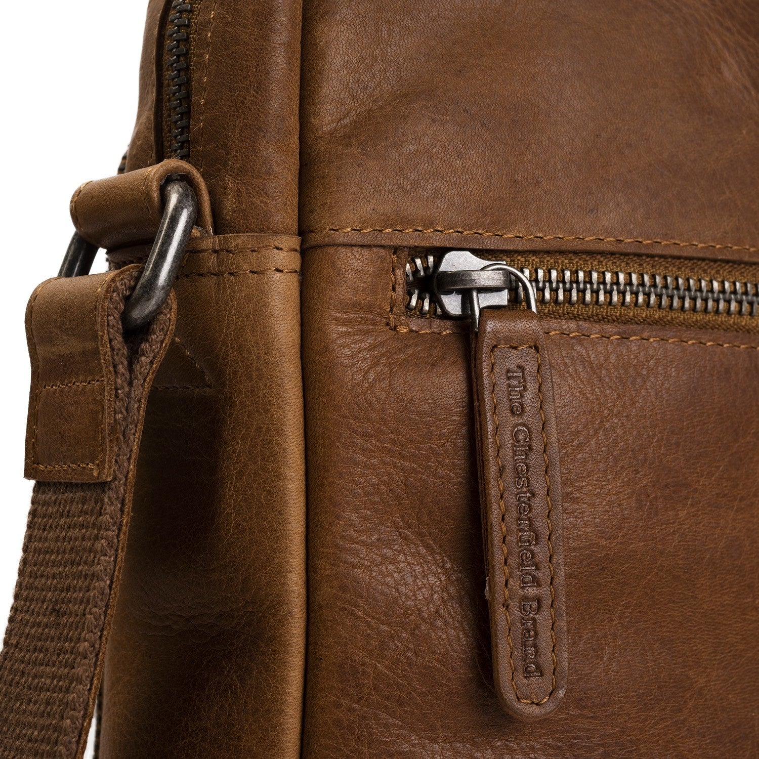 Cognac Leather Crossbody Bag Dessau, detail view 1
