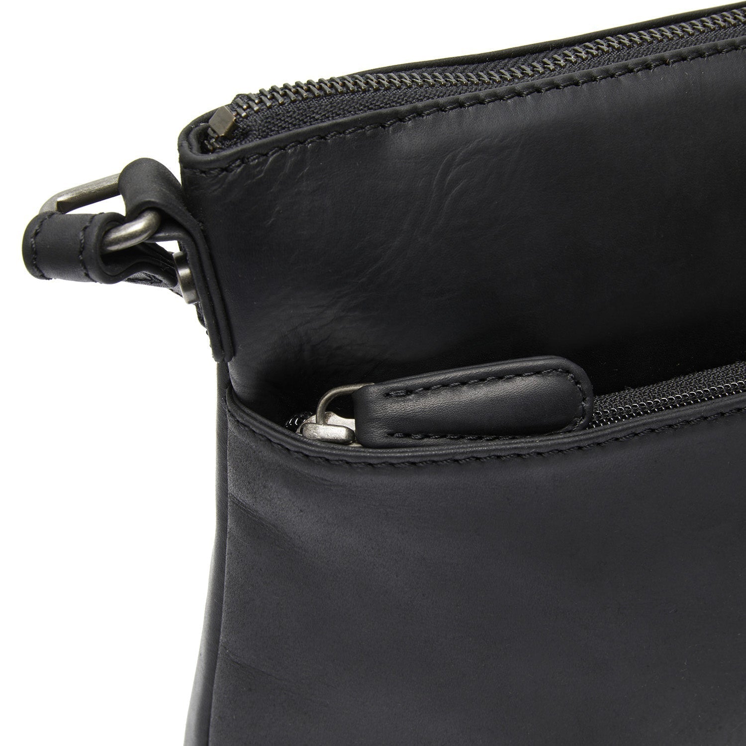 Black Leather Crossbody Bag Durban, detail view 3