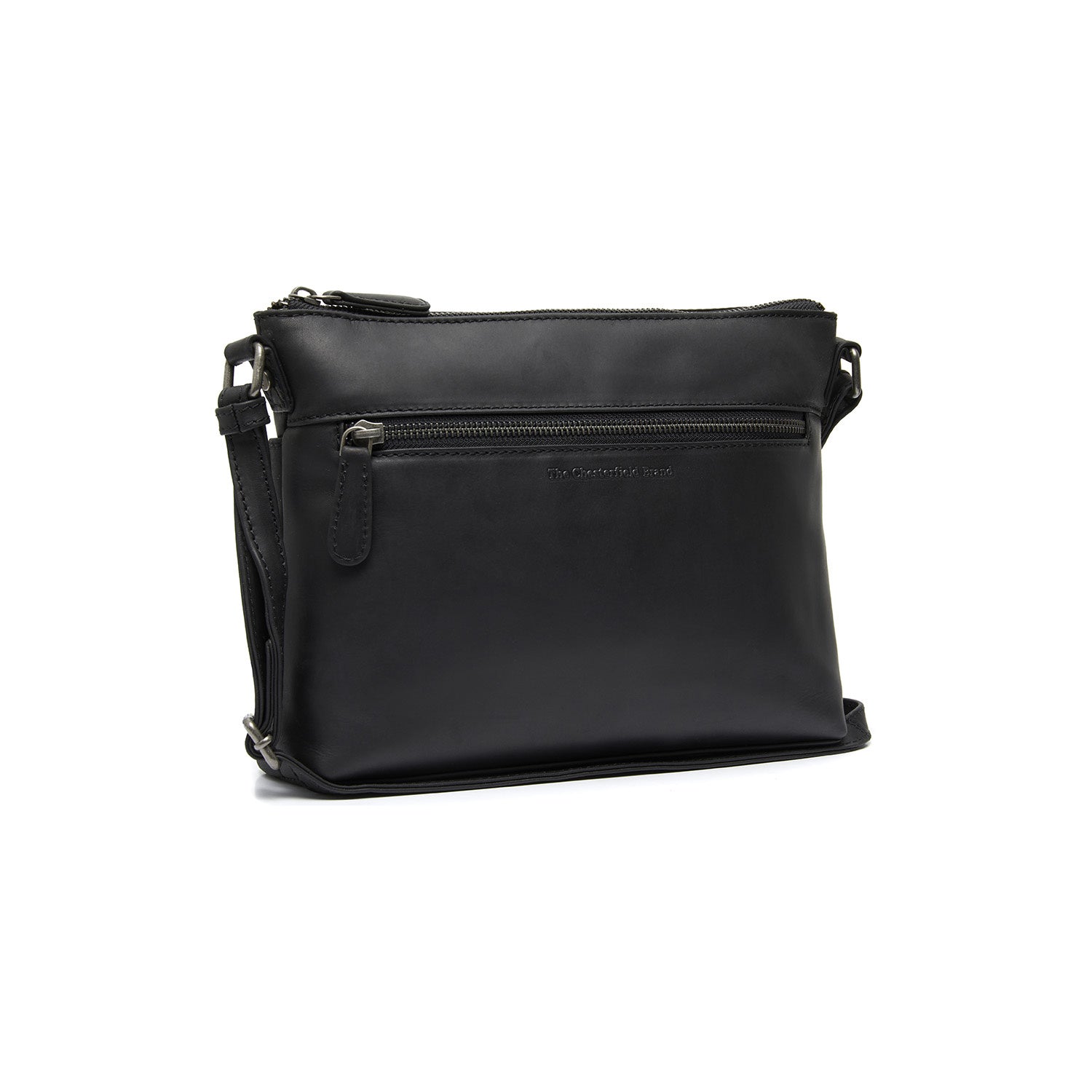 Black Leather Crossbody Bag Durban, front view