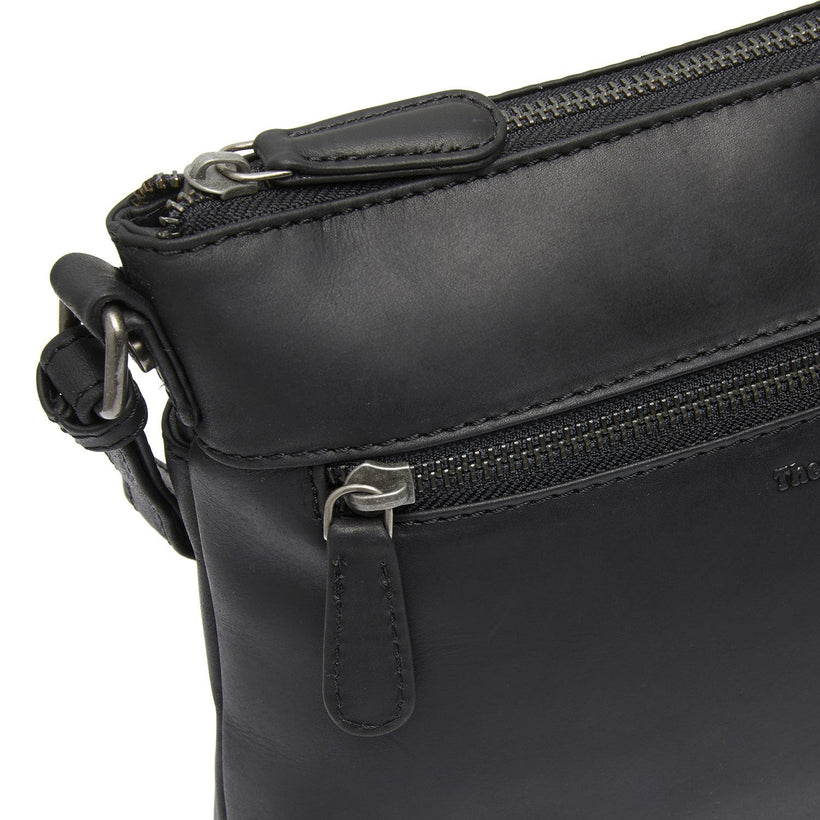 Black Leather Crossbody Bag Durban, front view