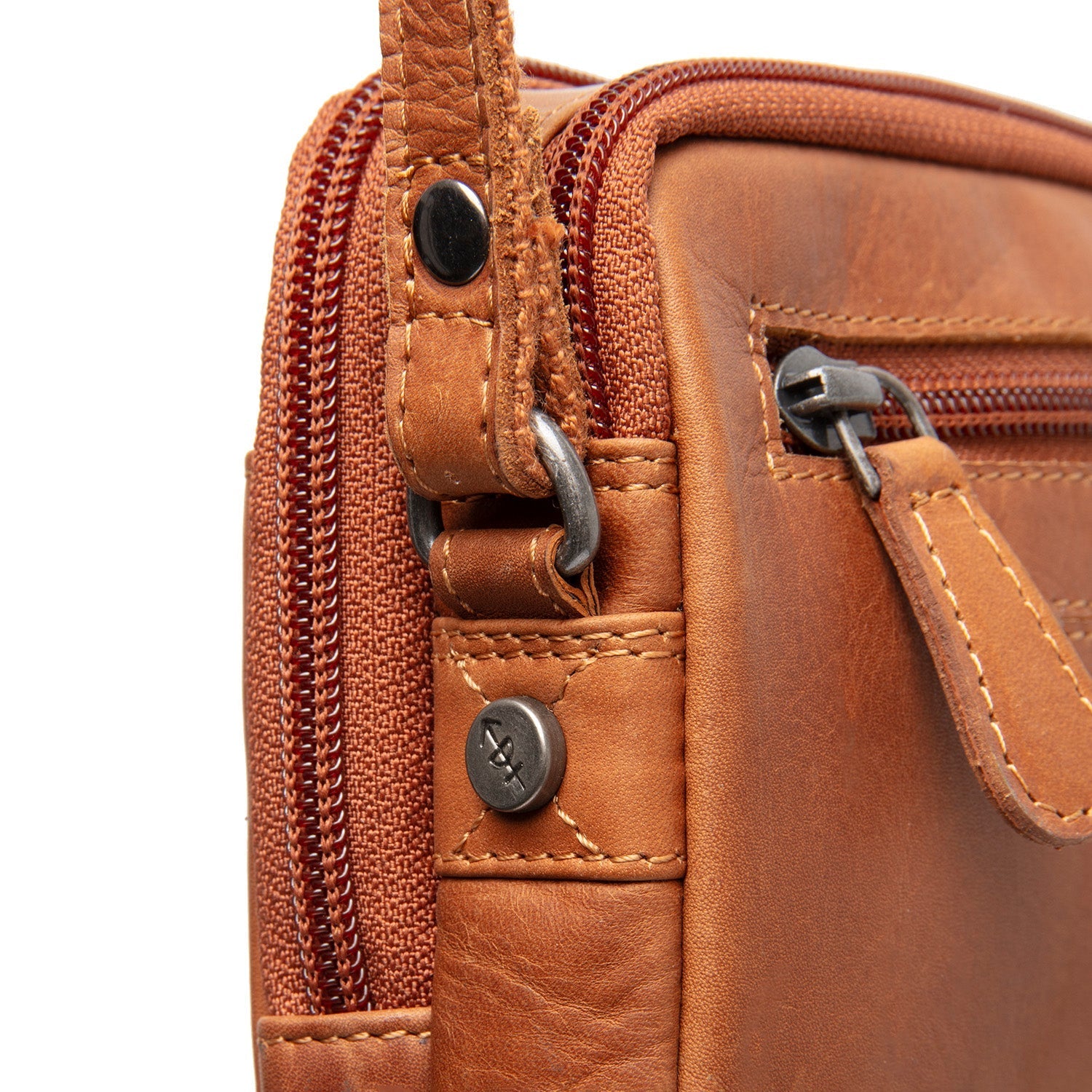 Cognac Leather Crossbody Bag Ellon, detail view 3