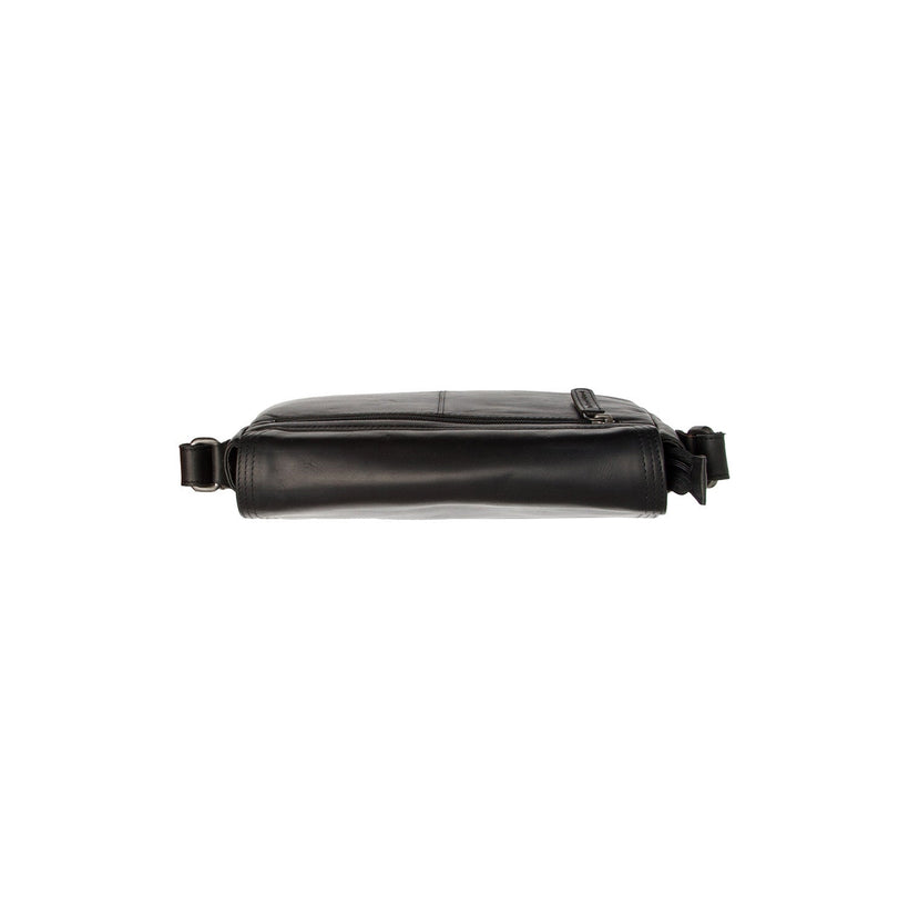 Black Leather Crossbody Bag Everglades, front view